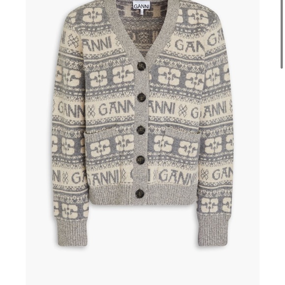 Ganni Sweaters - Ganni jacquard knit wool blend cardigan